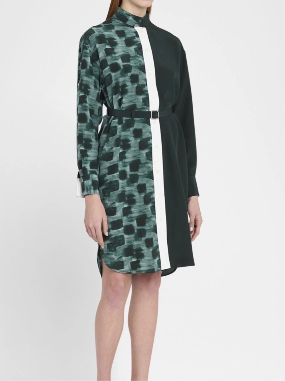 Salvatore Fergagamo Painted Colorblock Silk Shirtdress Size IT38 / 4 US XS NWOT